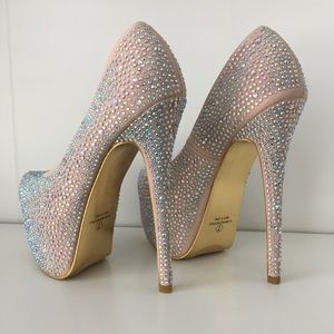 6” Rhinestone Platform Pump Heels (Nude)